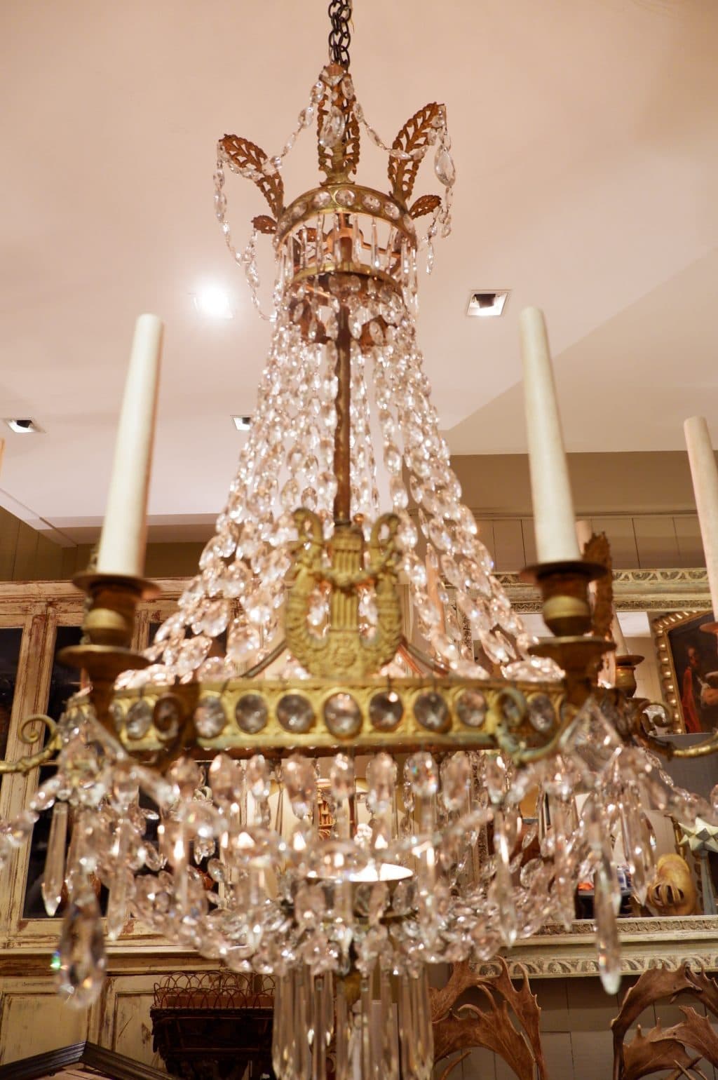 Lustre période Empire en bronze doré et cristal XIXe – Image 4