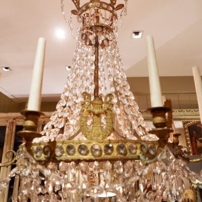 Lustre période Empire en bronze doré et cristal XIXe – Image 4