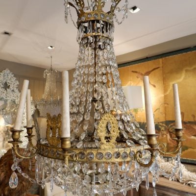 Lustre période Empire en bronze doré et cristal XIXe – Image 5