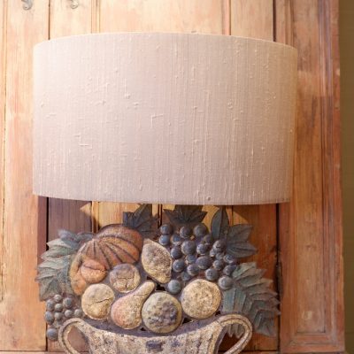 Paire de lampes en tôle polychrome, paniers de fruits + AJ ovales – Image 5