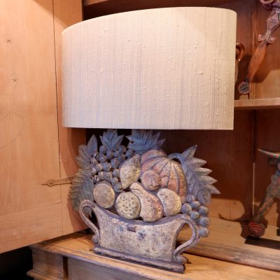 Paire de lampes en tôle polychrome, paniers de fruits + AJ ovales – Image 3
