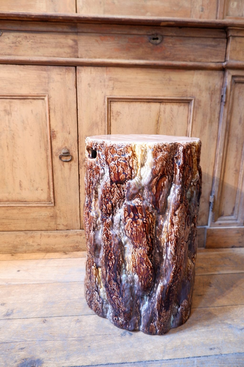 Tabouret tronc en céramique émaillée de Rostrand ca.1960