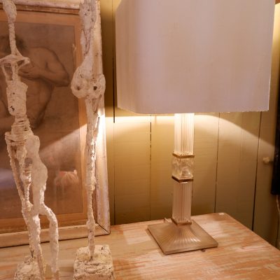 Lampe à poser en cristal Lalique décor cygne sur  socle laiton doré ca.1950 – Image 5