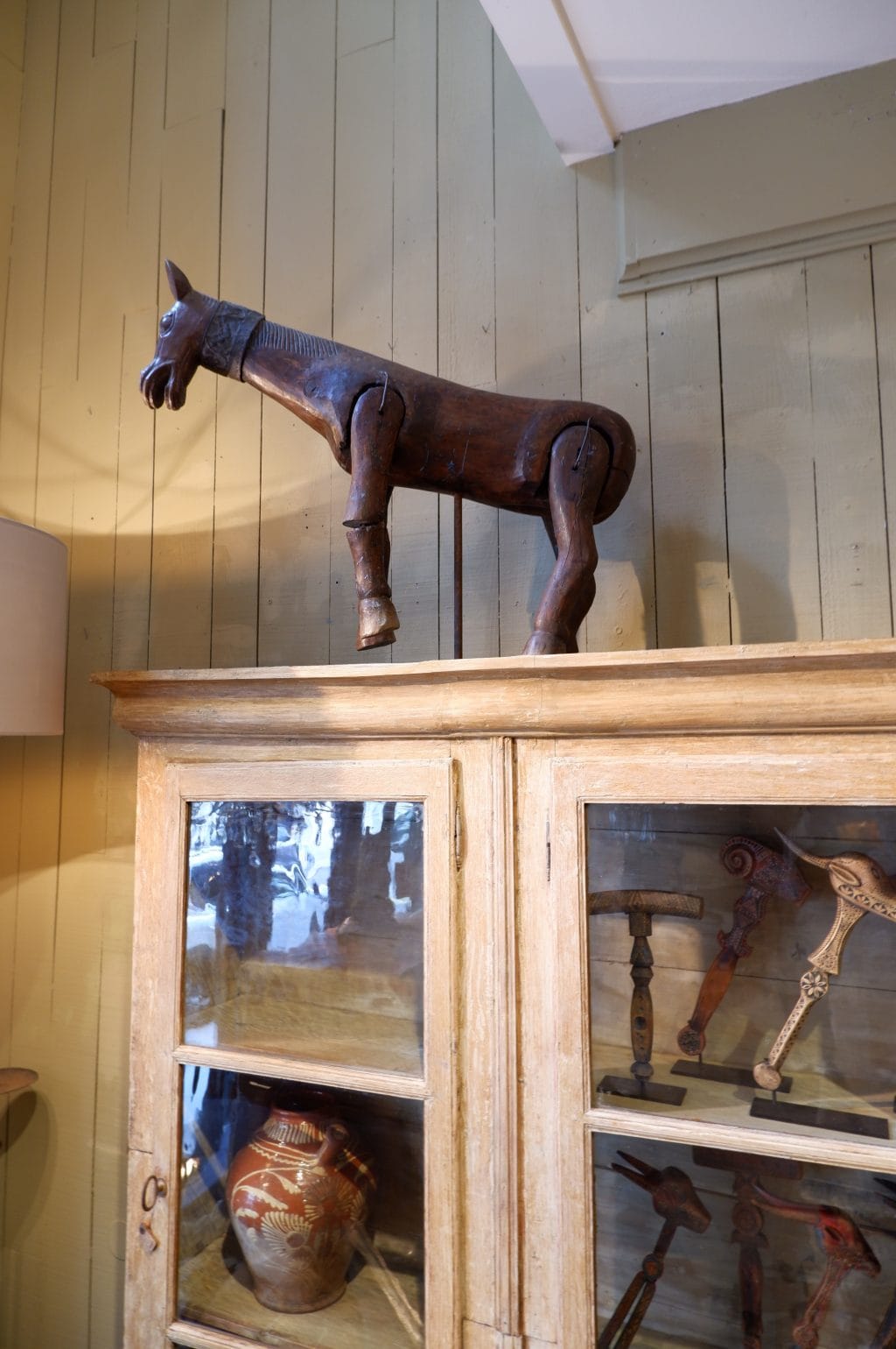 Cheval marionnette en bois sur socle métal - art populaire fin XIXe – Image 2