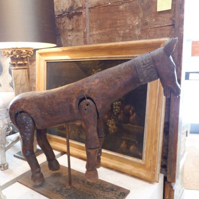 Cheval marionnette en bois sur socle métal - art populaire fin XIXe – Image 3