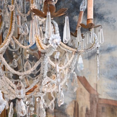 Lustre en métal doré recouvert de perles transparentes Venise fin XIXe – Image 8