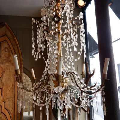 Grand lustre génois bois doré et verre XIXE – Image 4