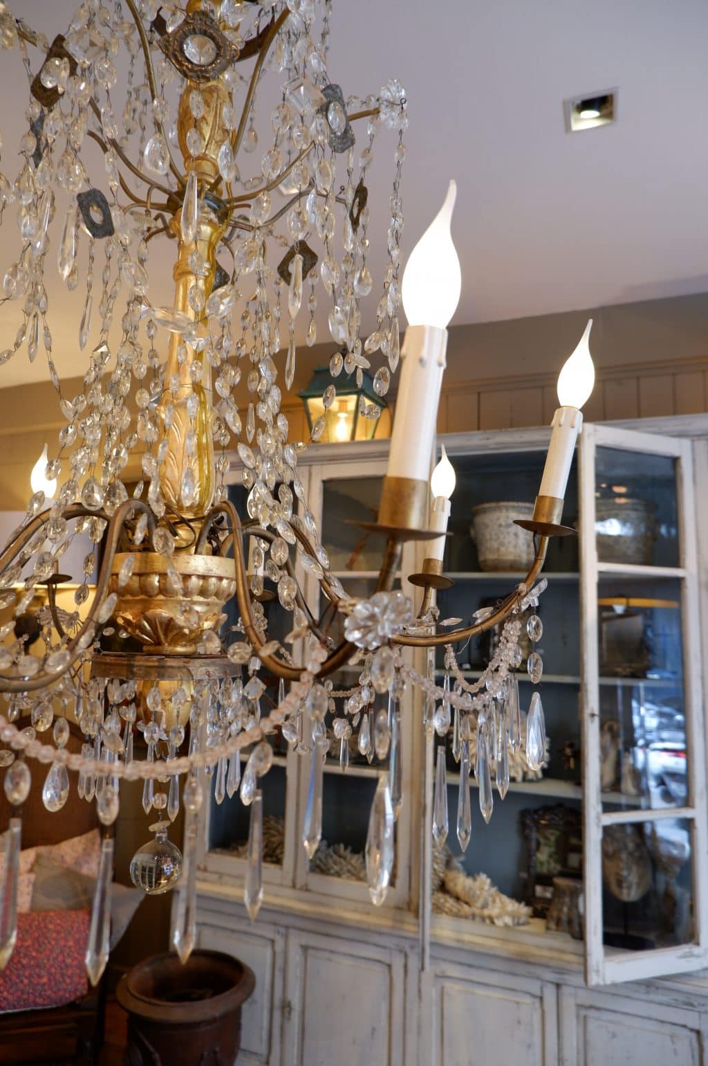 Grand lustre génois bois doré et verre XIXE – Image 9