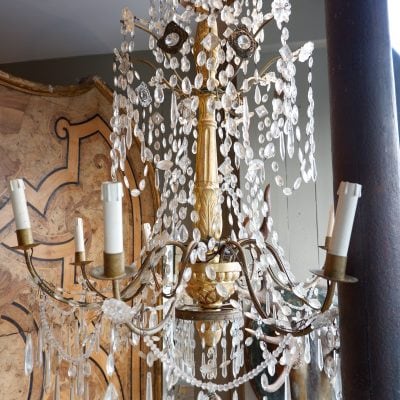 Grand lustre génois bois doré et verre XIXE – Image 5