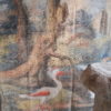 Toile peinte fin XVIIIe décor paysage pastel aux oiseaux – Image 4