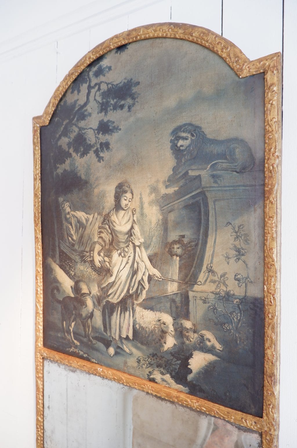 GRAND MIROIR TRUMEAU DECOR CHAMPETRE BLEUTE CA.1780 – Image 10