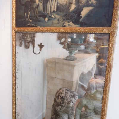 GRAND MIROIR TRUMEAU DECOR CHAMPETRE BLEUTE CA.1780 – Image 4