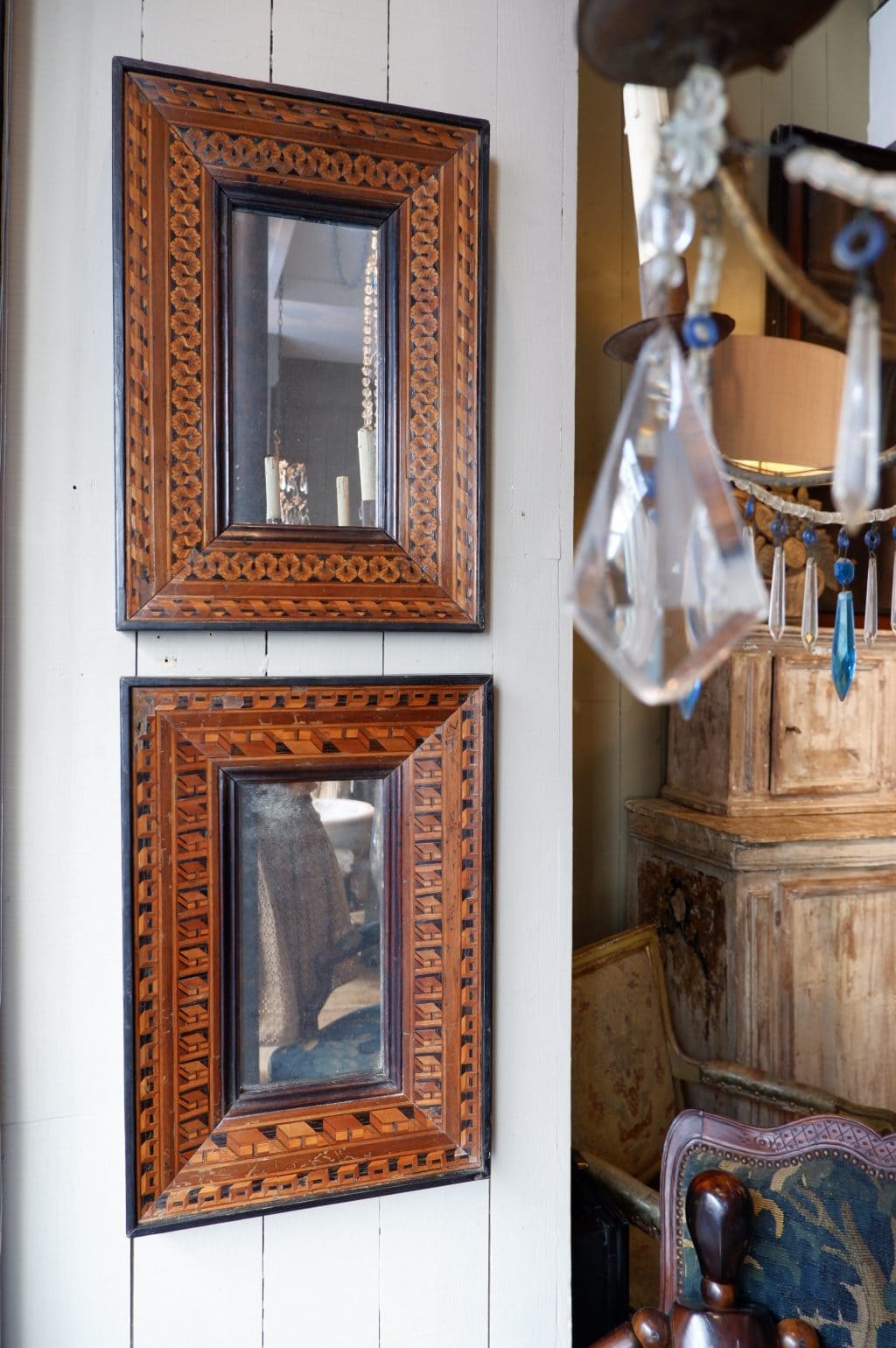 PAIR OF ITALIAN MARQUET MIRRORS XVIIth CENTURY - Image 5