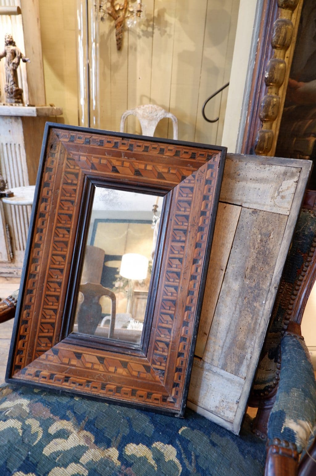 PAIR OF ITALIAN MARQUET MIRRORS XVIIth CENTURY - Image 3