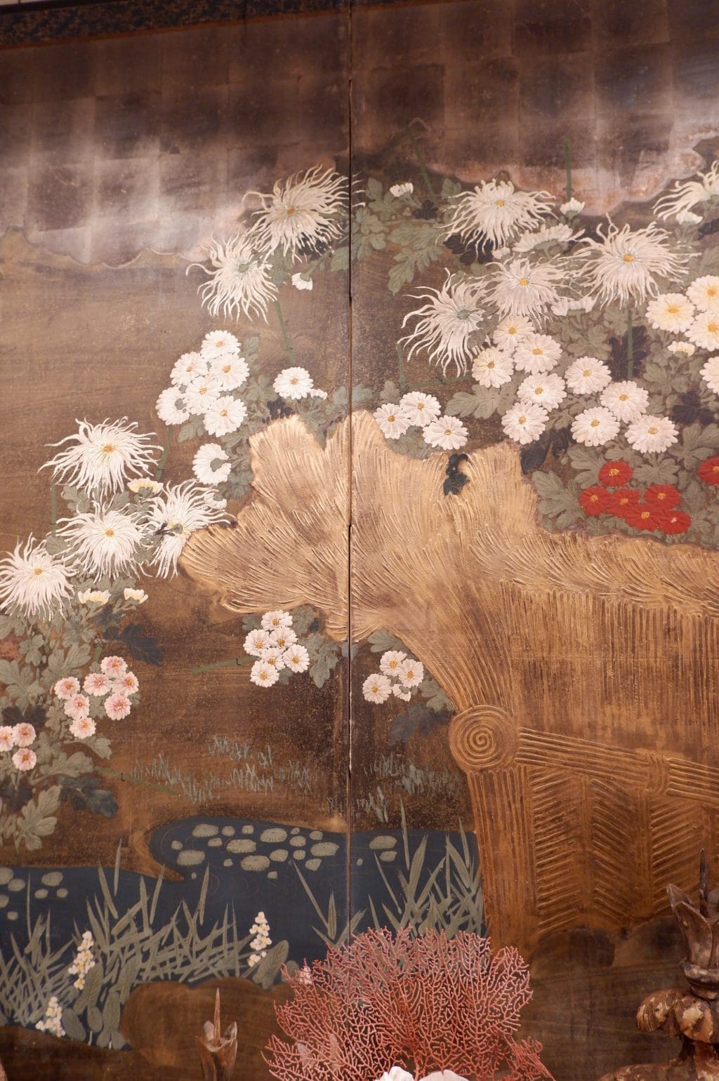 LARGE JAPANESE SCREEN MEIJI PERIOD END XIX-