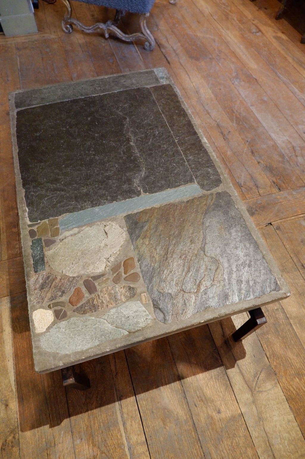 GREY-BLUE SLATE MOSAIC COFFEE TABLE BY PAUL KINGMA CA.1969