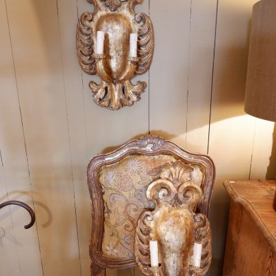 Pair of gilded wood sconces "heart" - Italy XVIIIE