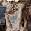 Ange porte flambeau en pierre sculptée polychrome - Italie époque XVIIE – Image 8