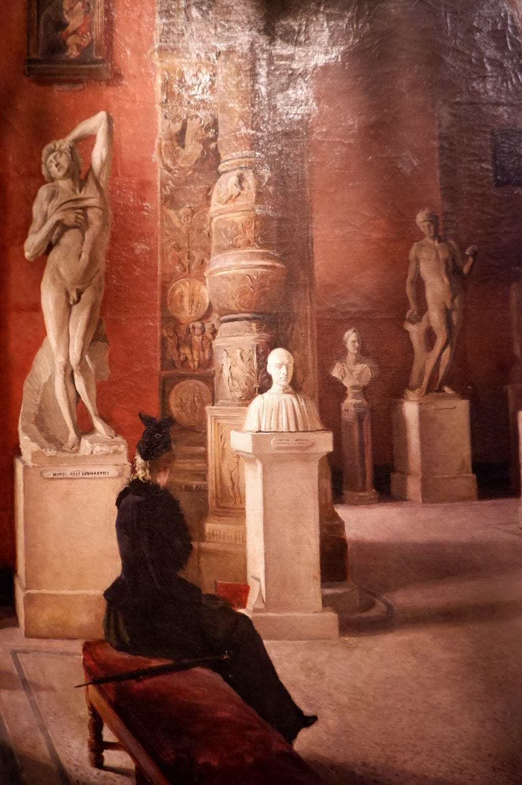Huile sur toile  "scène de musée" par Ellen Jollin ca.1890 – Image 7