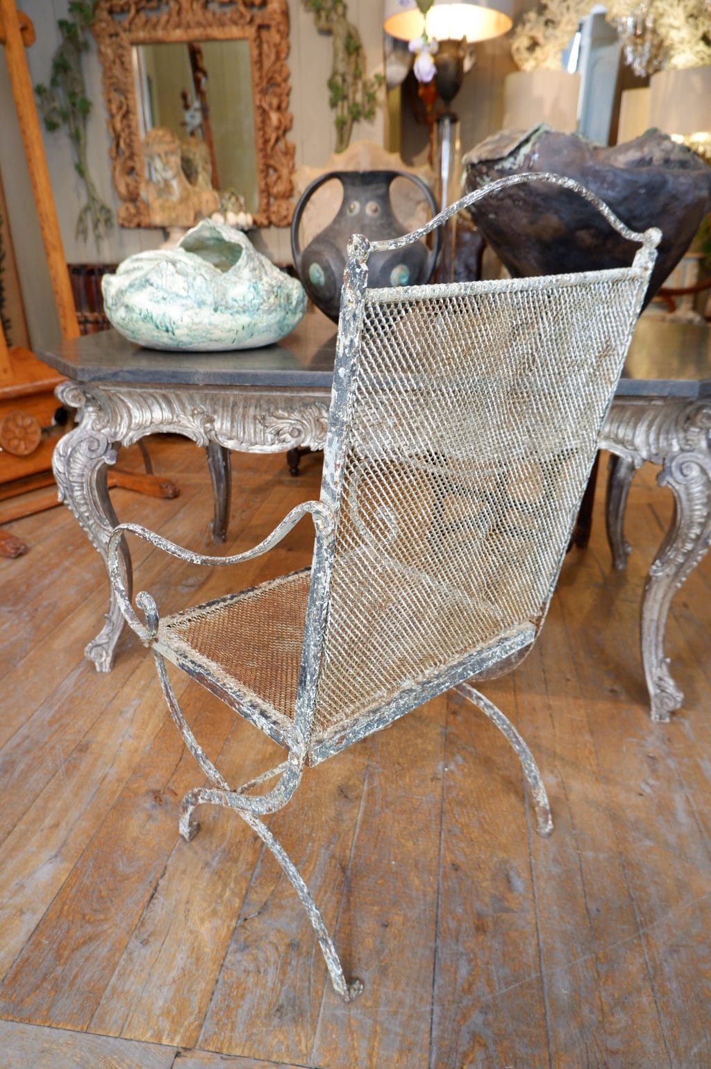 Fauteuil de jardin en fer peinture blanche ca.1900 – Image 2