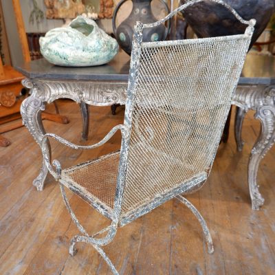 Iron garden armchair with white paint ca.1900