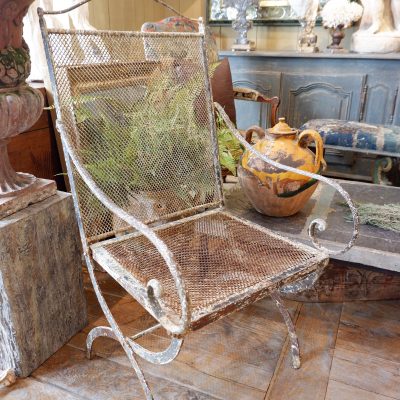 Iron garden armchair with white paint ca.1900