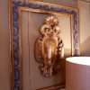 Paire de cadres italiens en bois doré décor faux-mabre vert & rouge d'époque XVIIIE – Image 2
