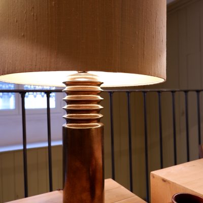 Brown glazed ceramic lamp + Shades cylinder