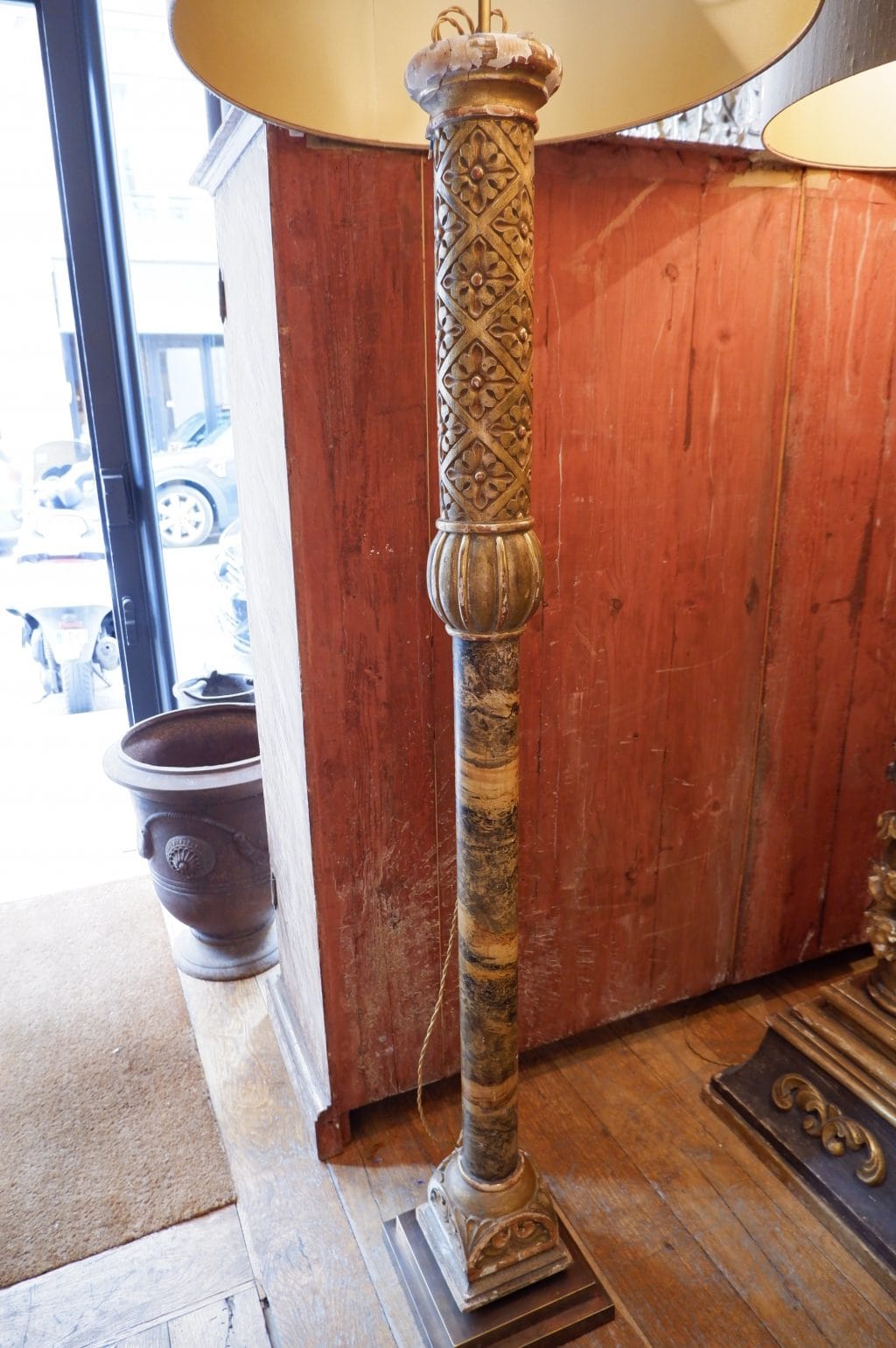 Paire de grands lampadaires colonnes italiennes "faux marbre" + aj cylindre – Image 4