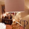 Paire de lampes "Coqs de combat" par Jansen en laiton doré + aj cylindre – Image 9