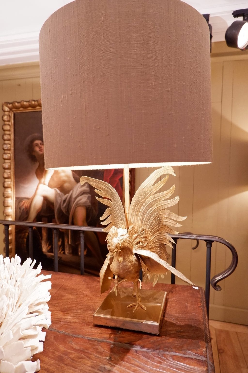Paire de lampes "Coqs de combat" par Jansen en laiton doré + aj cylindre – Image 9