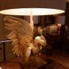 Paire de lampes "Coqs de combat" par Jansen en laiton doré + aj cylindre – Image 3