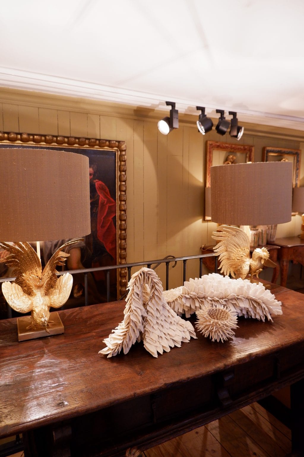 Paire de lampes "Coqs de combat" par Jansen en laiton doré + aj cylindre – Image 8