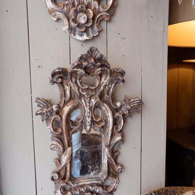 PAIR OF LOUIS XV MIRRORS IN SCONCES CARVED WOOD WITH BRONZE PATINA