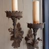 PAIRE DE GRANDES APPLIQUES FEUILLES ET BOUTON DE FLEUR EN FER XIXE – Image 3