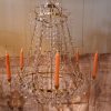 Un lustre gustavien en laiton doré & cabochons de verre taillé fin XIXe