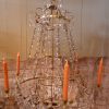 Un lustre gustavien en laiton doré & cabochons de verre taillé fin XIXe – Image 3