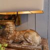 Une paire de lampes sphinges en bois doré XVIIIE+ AJ soie mordorée – Image 5