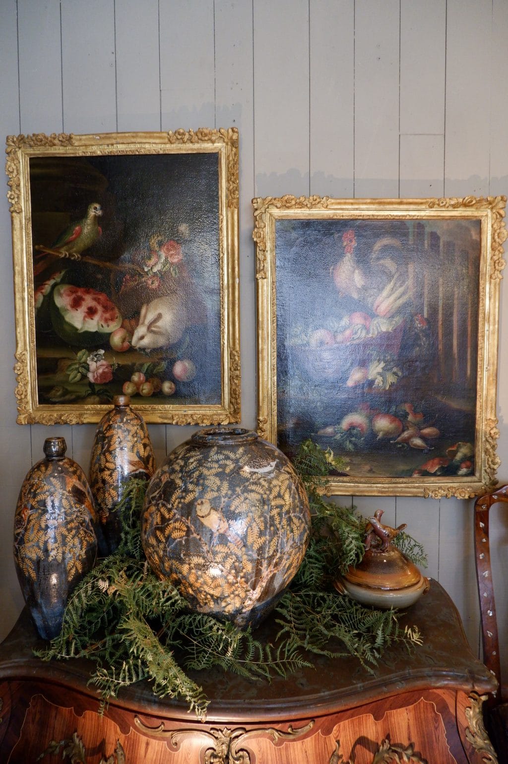 Pair of large Italian still life scenes from the 18th century