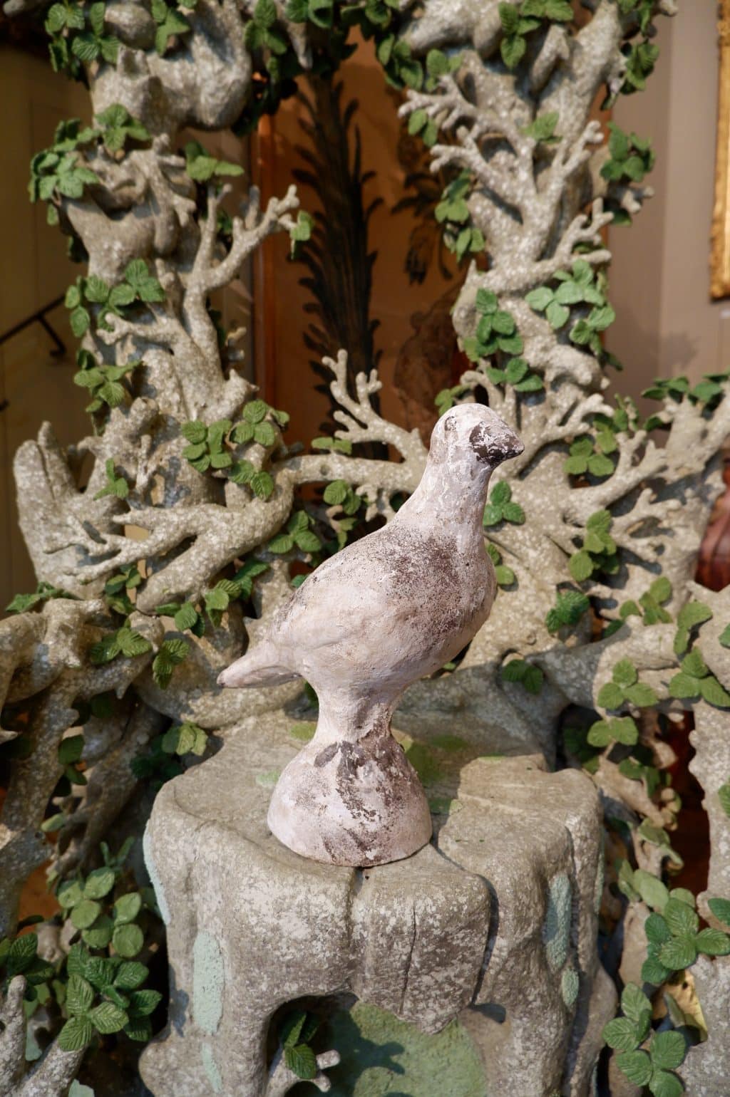 2 large pigeons in painted cement ca.1900