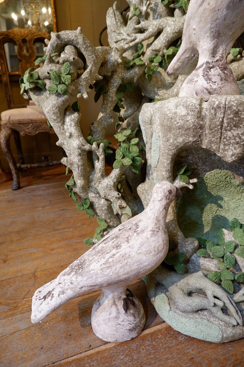 2 large painted cement pigeons ca.1900 - Image 3