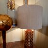 PAIRE DE LAMPES EN CERAMIQUE BRUNE EMAILLEE & PASTILLES CUIVRE PAR BERGBOMS CA,1960 – Image 3
