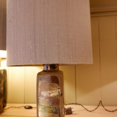 Une lampe en céramique par Carl Harry Stalhane pour Rostrand ca.1950 + aj soie