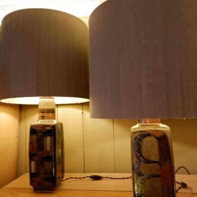 Une lampe en céramique par Carl Harry Stalhane pour Rostrand ca.1950 + aj soie