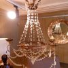 Petit lustre empire en métal doré & verre taillé- Italie XIXe