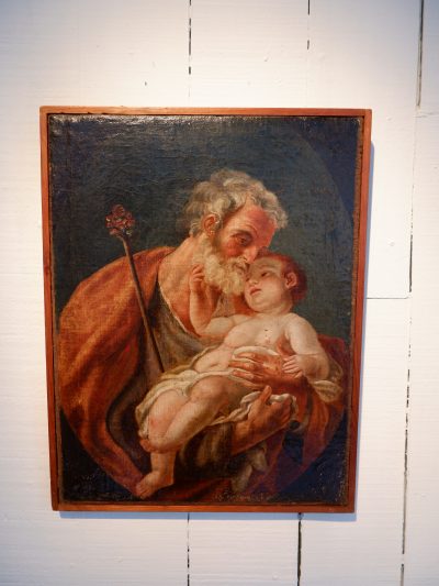 Huile sur toile St-Joseph & l’enfant Jesus – Naples XVIIIe