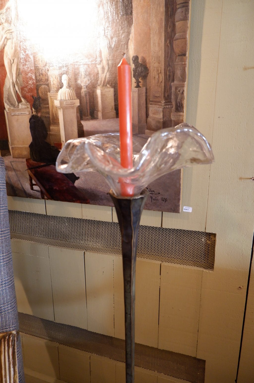 Bougeoir fleur en bronze et verre moulé ca.1980 – Image 4