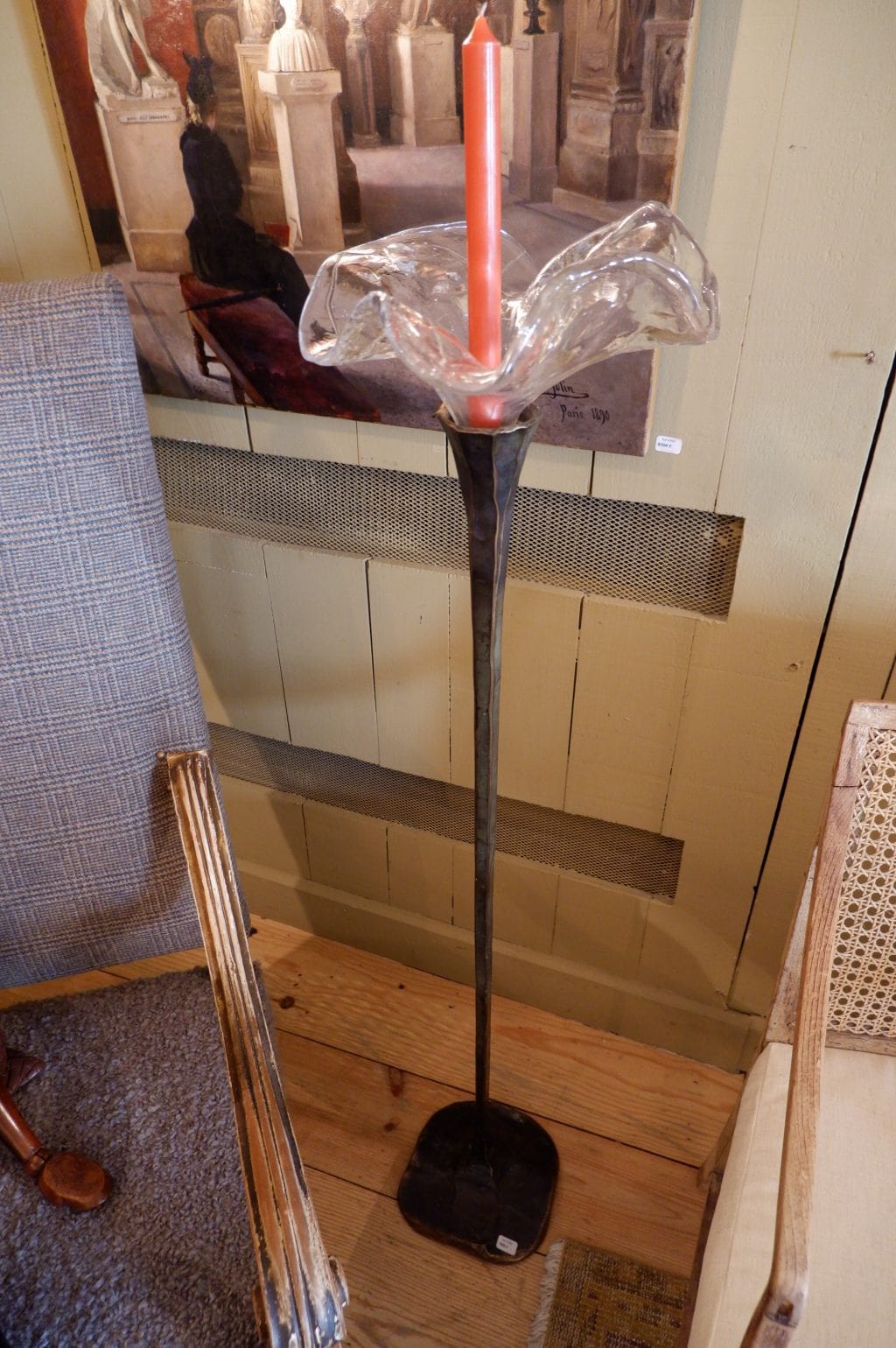 Bougeoir fleur en bronze et verre moulé ca.1980 – Image 5
