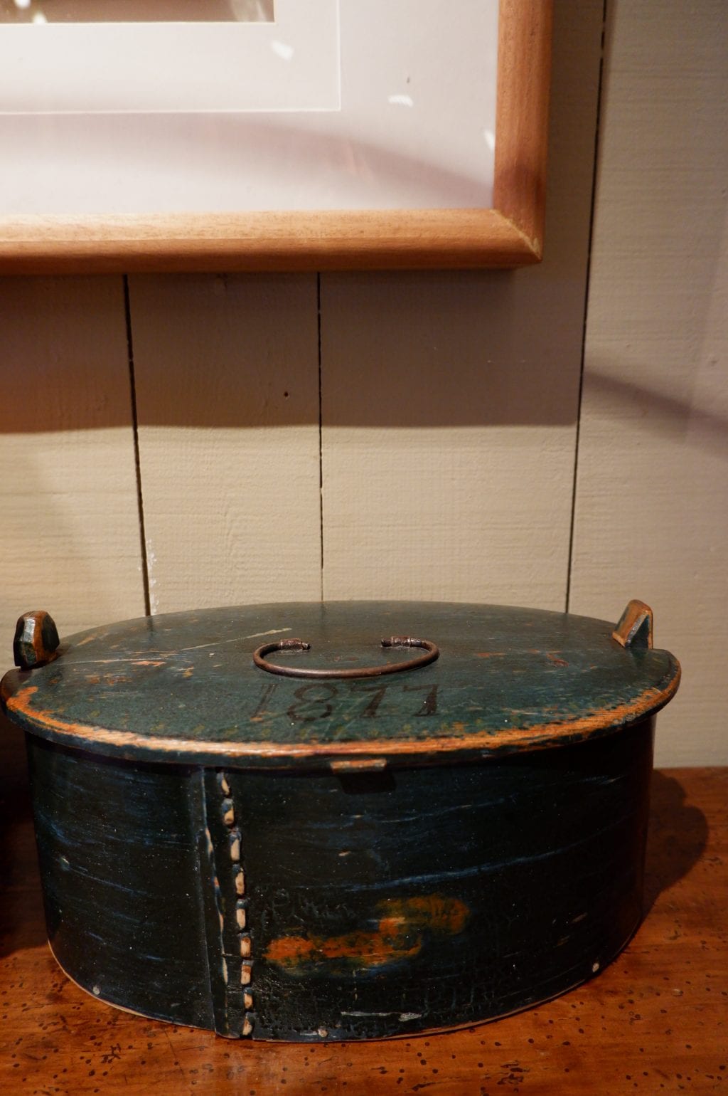 Petit boite à pétrin suédoise patine bleue foncé ca.1800