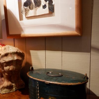 Petit boite à pétrin suédoise patine bleue foncé ca.1800